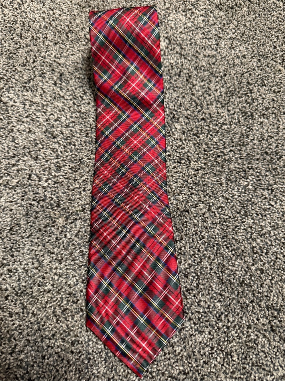Tommy Hilfiger Men's Red Plaid & Checks Woven Silk Tie w/ Logo Accents
